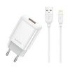 Ładowarka 220V 1X USB 5V 2,1A biała Jellico + KABEL LIGHTNING