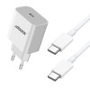 Ładowarka 220V 1X USB TYP-C 5V 3A / 9V 2,22A 20W biała + KABEL TYP-C