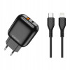 Ładowarka 220V --- 2X USB QC + TYP-C PD 18W + kabel USB-C na lightning