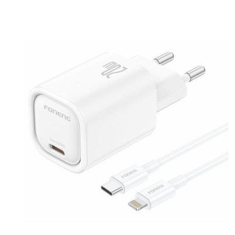 Ładowarka 220V 1X USB TYP-C 5V 3A / 9V 2,22A 20W biała + KABEL TYP-C