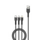 Kabel USB 3W1 Fast Charge 3A Micro USB Typ-C 8-PIN