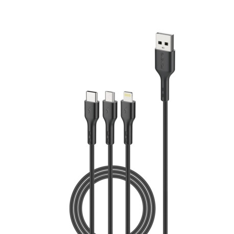 Kabel USB 3W1 Fast Charge 3A Micro USB Typ-C 8-PIN