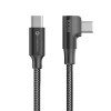 KABEL USB TYP-C - USB TYP-C WTYCZKA L kątowy 90 stopni 100W czarny 120CM