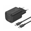Ładowarka 220V 1X USB TYP-C 5V 3A / 9V 2,22A 20W czarna + KABEL TYP-C