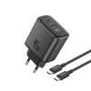 Ładowarka 220V 2xUSB czarna z LCD FONENG 45W GaN + Kabel TYP-C