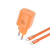 Ładowarka 220V 1X USB TYP-C PD 60W GaN pomarańczowa BLISTR FONENG + kabel C-C